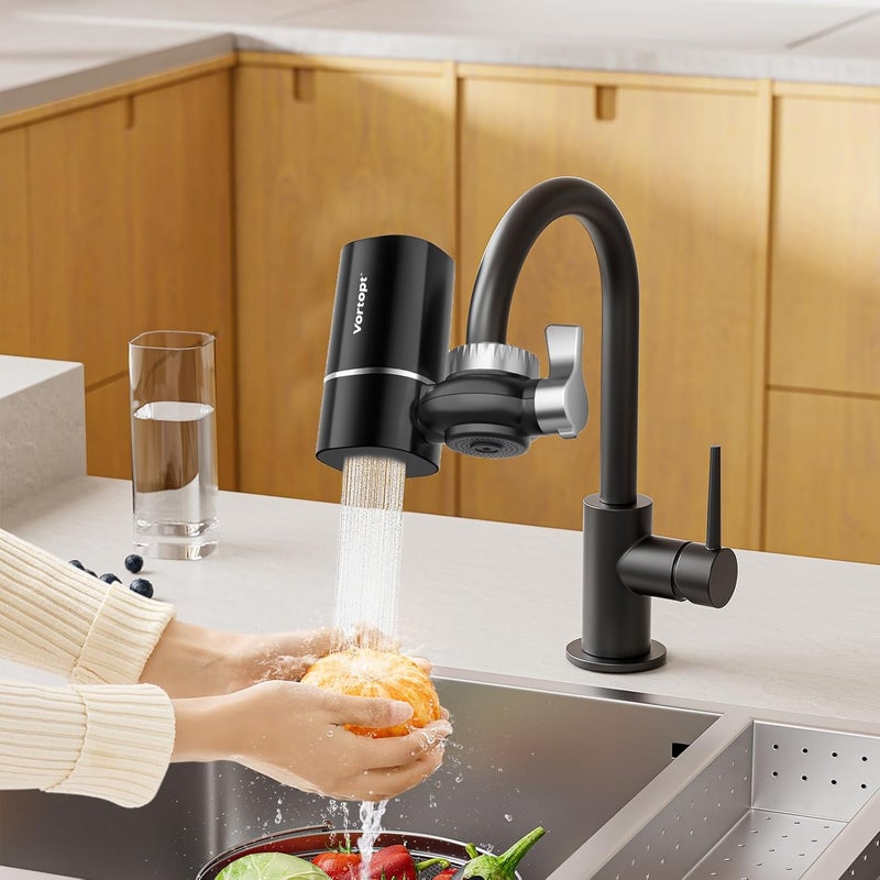 Vortopt Faucet Filter, NSF Certified, 400 Gallon High Efficiency Water Purification System, Fast 99% Chlorine & Odor Removal with 1 Water Filter（T1-Black） - Image 1